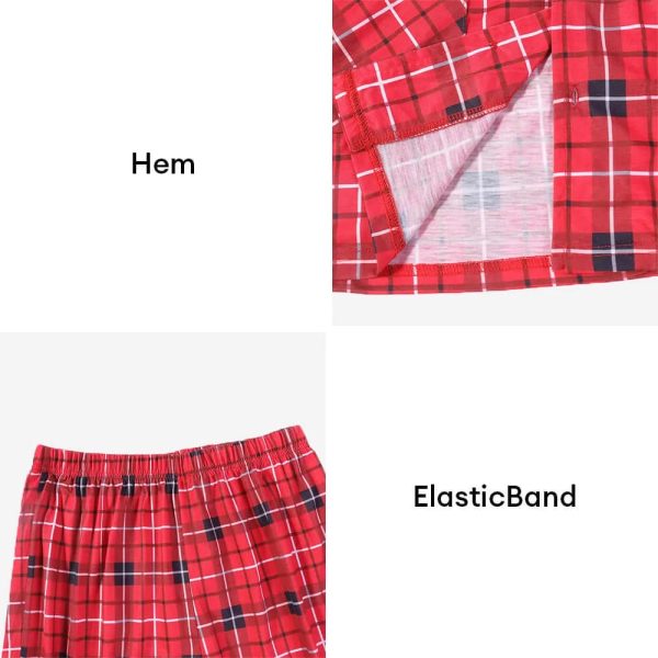 red chequered full body skin friendly matching pajamas for dog & owner 300