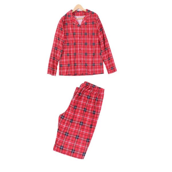 red chequered full body skin friendly matching pajamas for dog & owner 400
