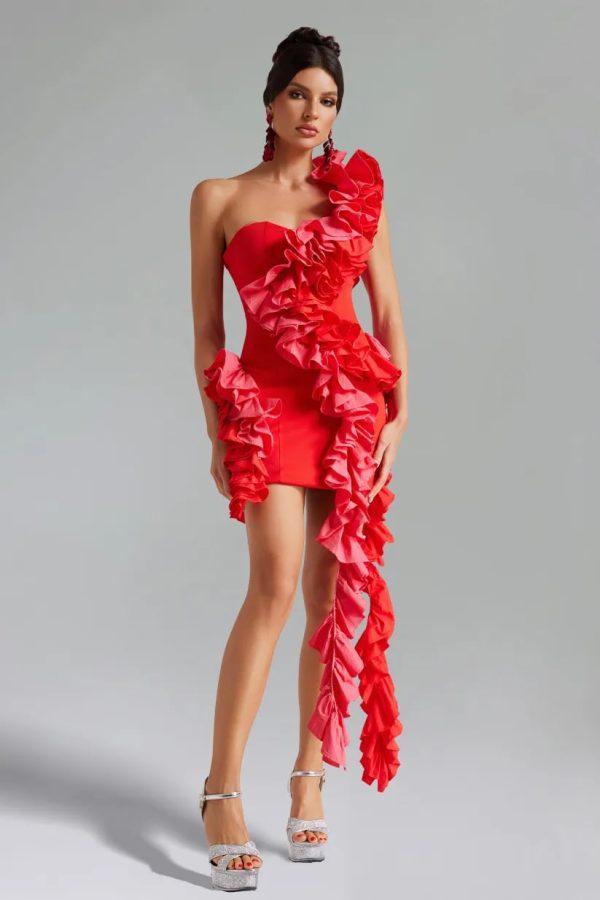 selma one shoulder ruffled mini dress 17