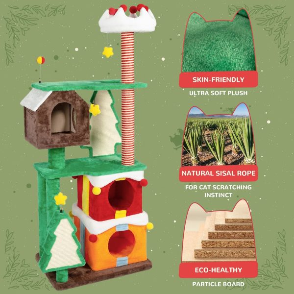 68.9 christmas themed luxury multi level cat tree 14