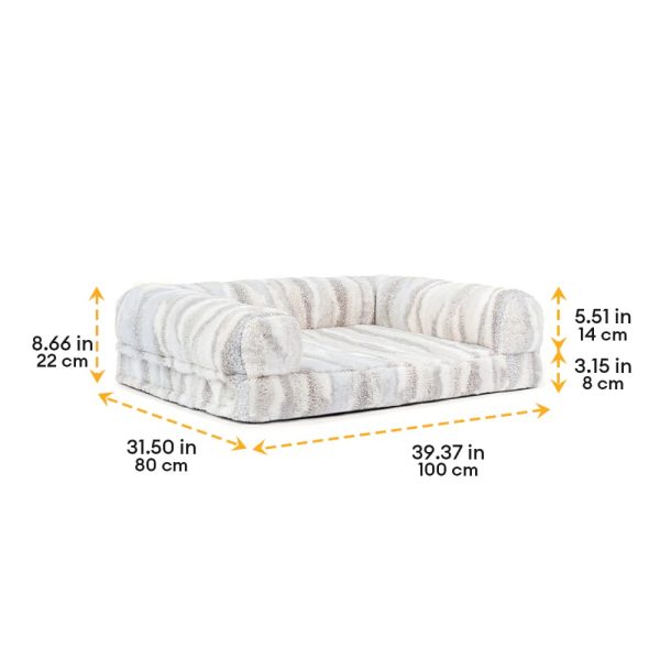 chic zebra pattern large warm washable orthopedic dog & cat sofa bed 22