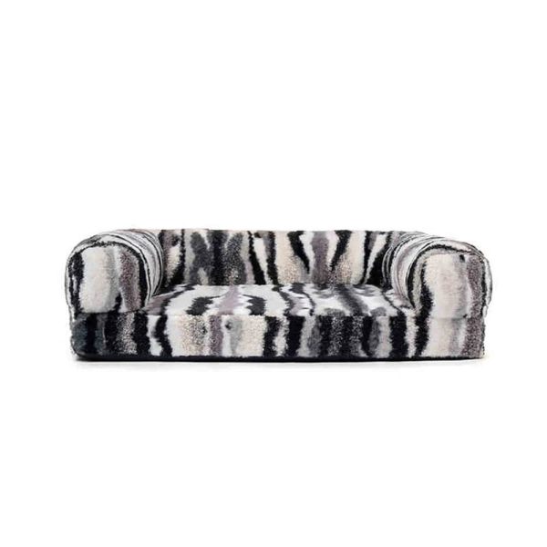 chic zebra pattern large warm washable orthopedic dog & cat sofa bed 24