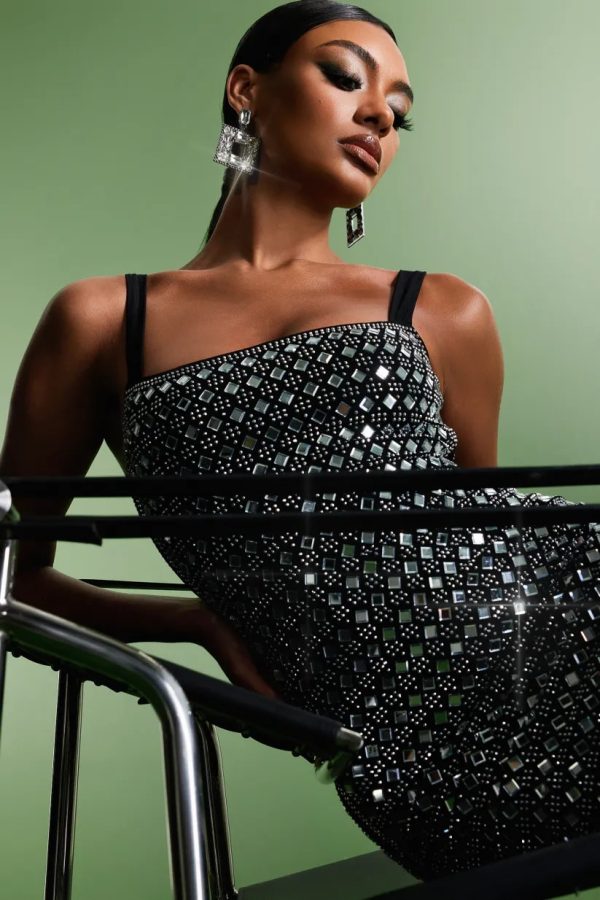 darcy rhinestones halter bandage mini dress 500