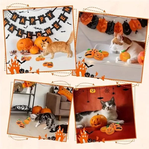 halloween pumpkin plush cat toy set 15