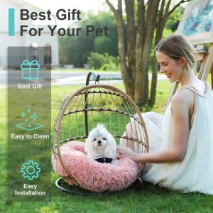 hanging wicker chair with cushion for pets 1000