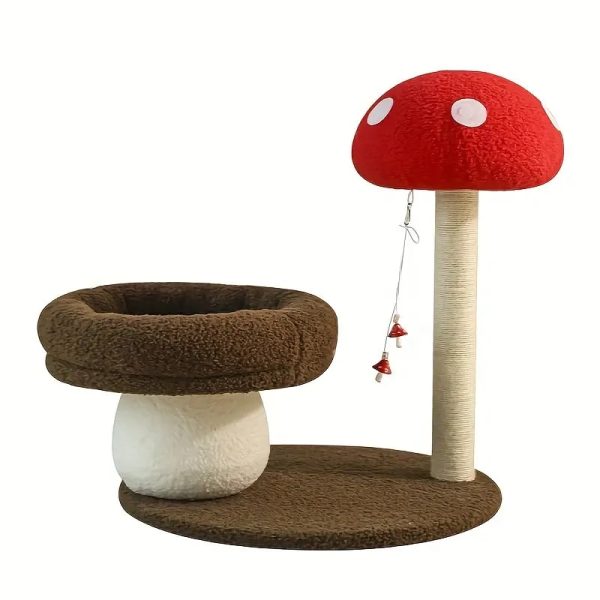 mushroom cat tree with sisal scratching post & cozy nest 15
