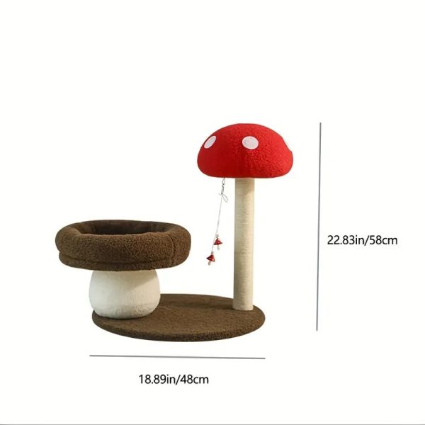 mushroom cat tree with sisal scratching post & cozy nest 16