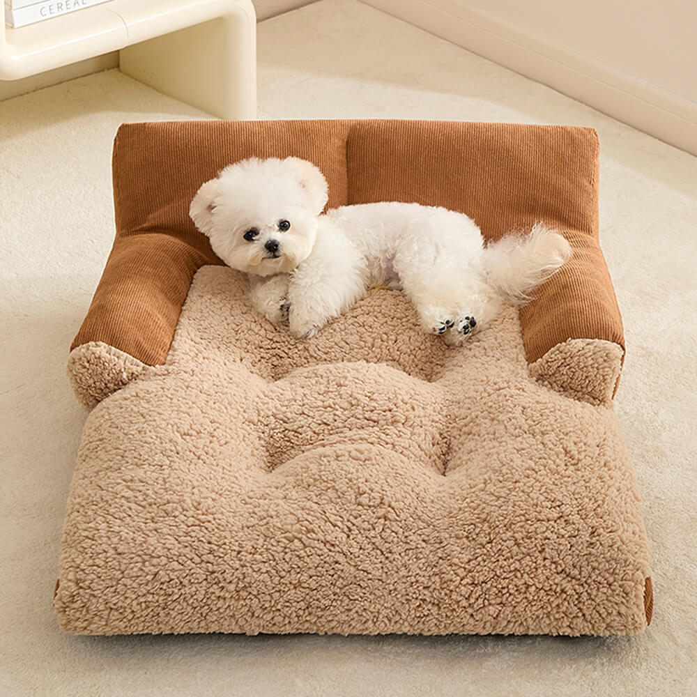 spacious warm corduroy raised backrest dog & cat sofa bed 11