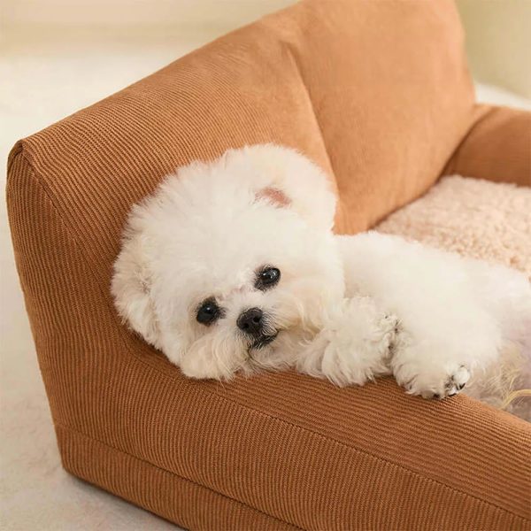 spacious warm corduroy raised backrest dog & cat sofa bed 18