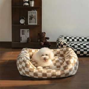 stylish checkerboard warmth removable washable dog sofa bed 11