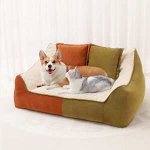warm cozy multi pet calming double pillows dog & cat sofa bed 11