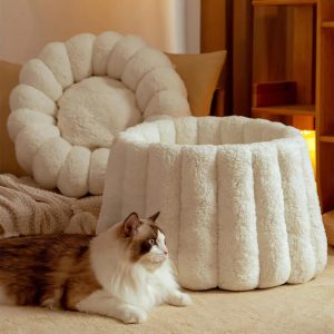 warm skin friendly full support semi enclosed cat bed 11