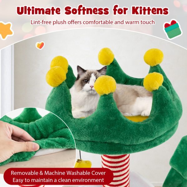 whimsical christmas cat tree with scratching post & spacious nest 24