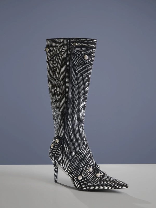 adamaris rivet fringe crystal boots 12