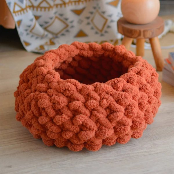 chunky handwoven cozy breathable round cat nest bed 20