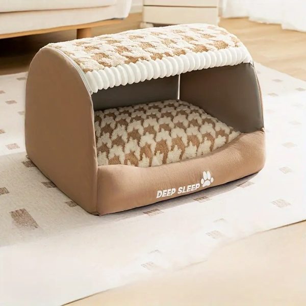 houndstooth covered cat dog bed 12