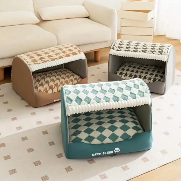 houndstooth covered cat dog bed 15