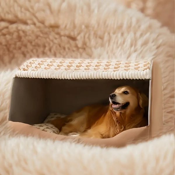 houndstooth covered cat dog bed 17