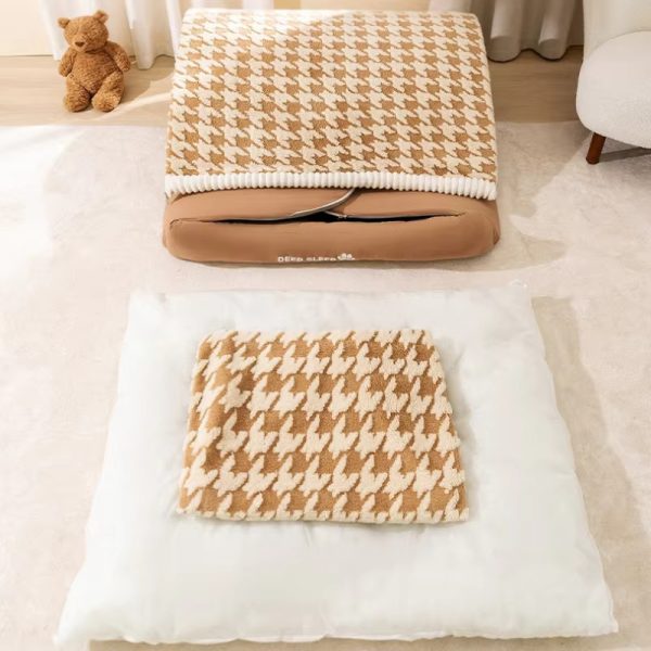 houndstooth covered cat dog bed 19