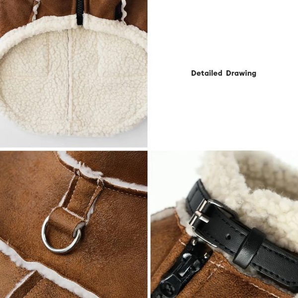 vintage cozy faux suede shearling lined dog vest jacket 13