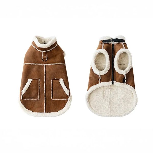 vintage cozy faux suede shearling lined dog vest jacket 17