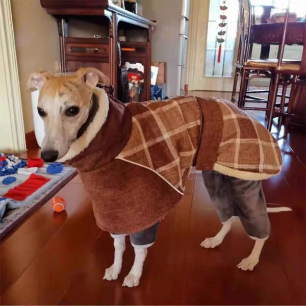 warm fleece plaid adjustable turtleneck dog jacket 17