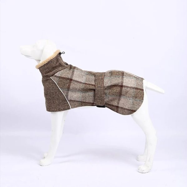 warm fleece plaid adjustable turtleneck dog jacket 24