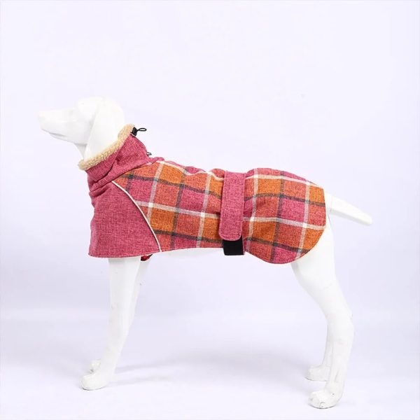 warm fleece plaid adjustable turtleneck dog jacket 25