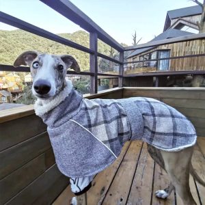 warm fleece plaid adjustable turtleneck dog jacket 30