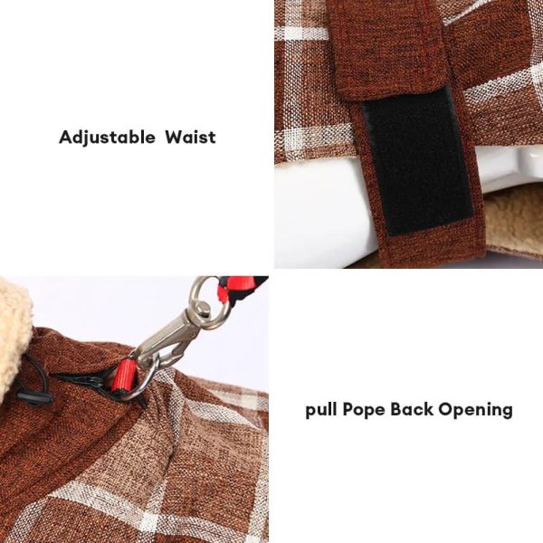 warm fleece plaid adjustable turtleneck dog jacket 32