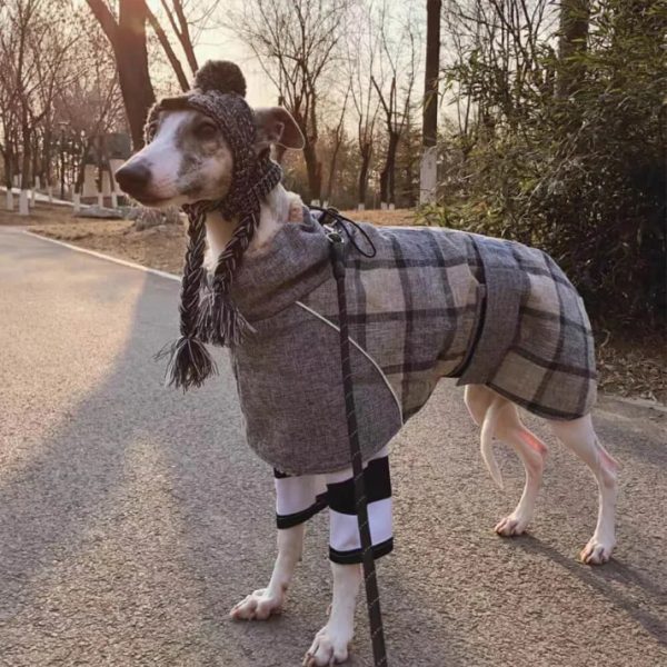 warm fleece plaid adjustable turtleneck dog jacket 34