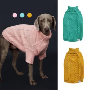 warm & stylish cable knit jumper for large dogs 11