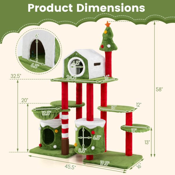 58 christmas themed multi level cat tree tower with condos 18