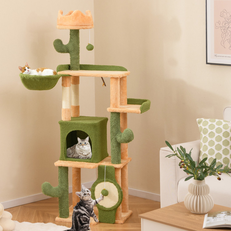 63 cactus cat tree with sisal scratching posts & board 11