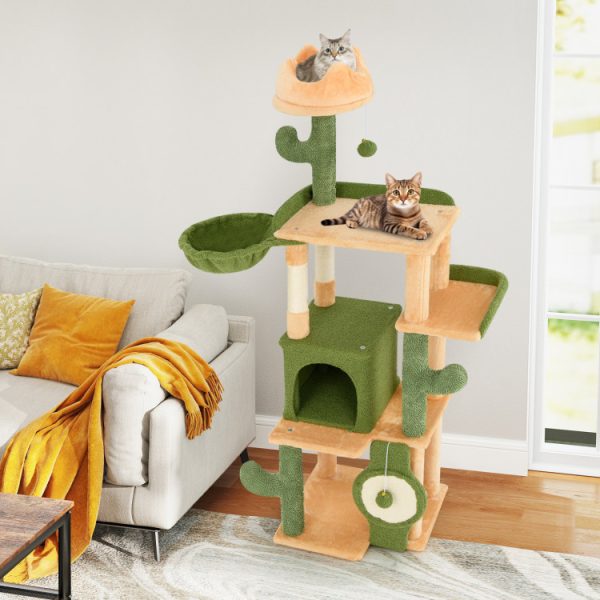 63 cactus cat tree with sisal scratching posts & board 12