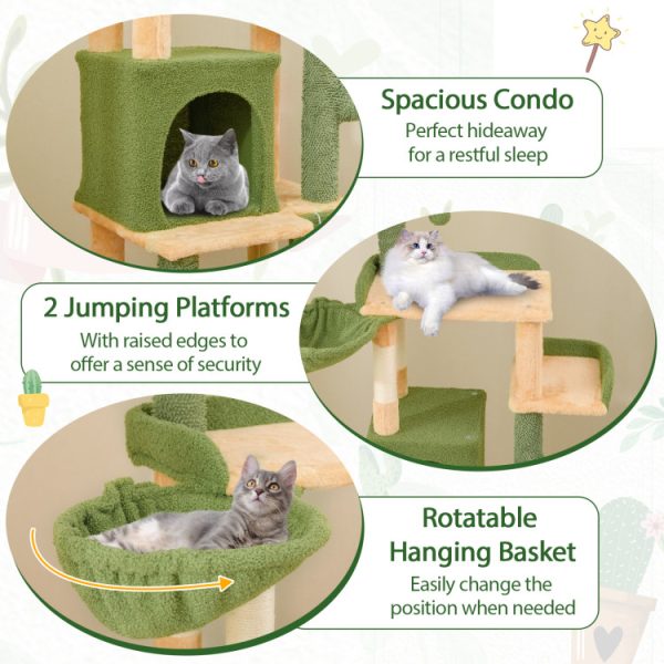 63 cactus cat tree with sisal scratching posts & board 16