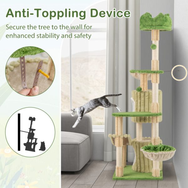 63 multi level aesthetic stripped kitten tower with 2 condos 16