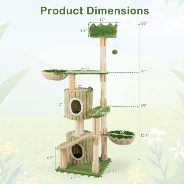 63 multi level aesthetic stripped kitten tower with 2 condos 18