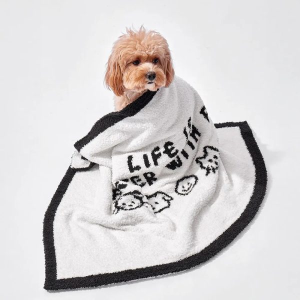 black & white reversible dual sided printed dog & cat blanket 12