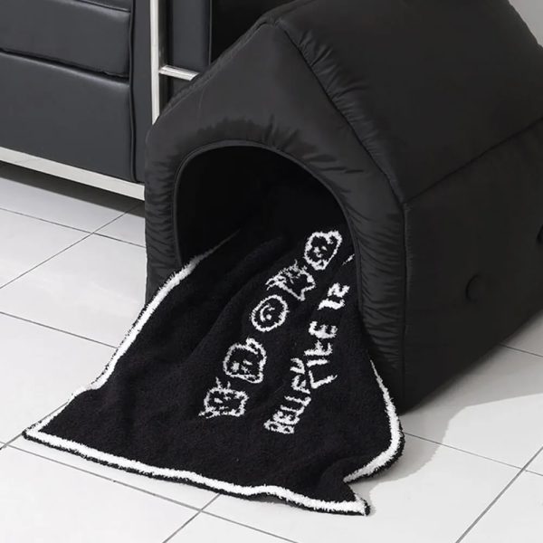 black & white reversible dual sided printed dog & cat blanket 14