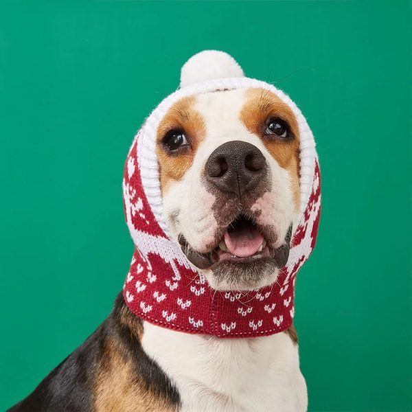 christmas reindeer snowflake knitted warm dog cat hat 17