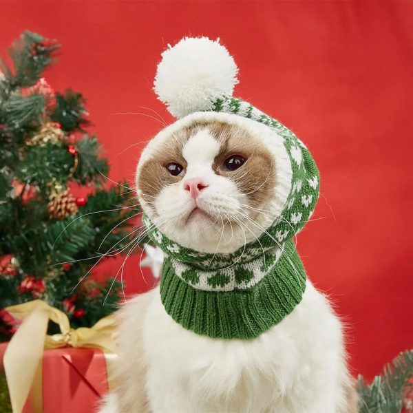 christmas reindeer snowflake knitted warm dog cat hat 19