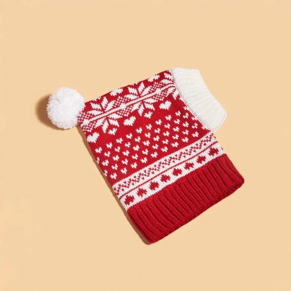 christmas reindeer snowflake knitted warm dog cat hat 21