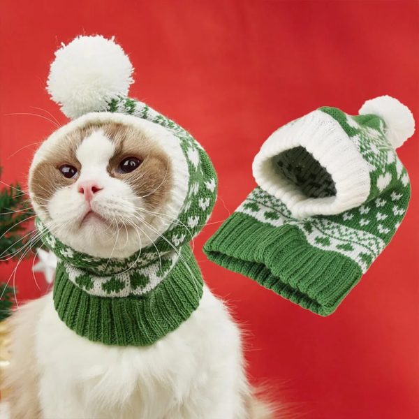 christmas reindeer snowflake knitted warm dog cat hat 29