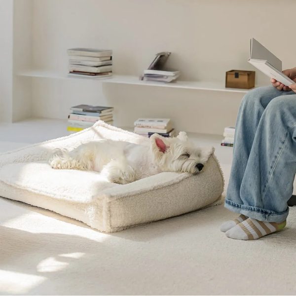 curved support orthopedic teddy fabric waterproof dog & cat bed 21