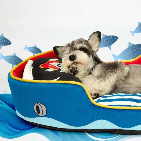 deluxe spacious pirate ship soft washable dog & cat bed 333