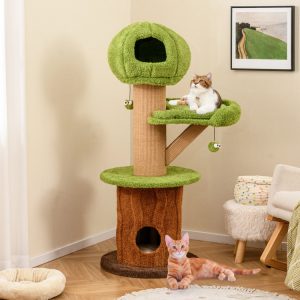 mushroom cat tree with 2 condos plush perch & teasing balls 11 mushroom cat tree with 2 condos plush perch & teasing balls 11