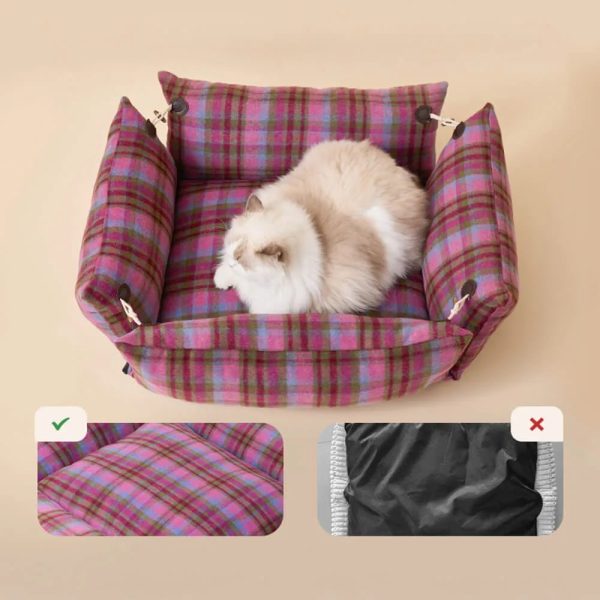 plaid expandable soft reversible with toggle button dog & cat bed 14