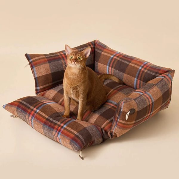 plaid expandable soft reversible with toggle button dog & cat bed 15