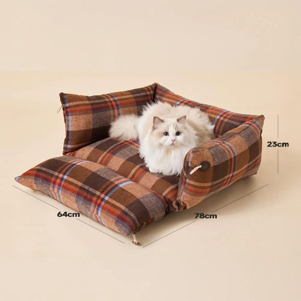 plaid expandable soft reversible with toggle button dog & cat bed 20